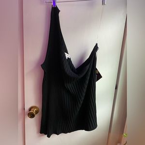 Ava & VIV 4X One Shoulder black ribbed NWTs